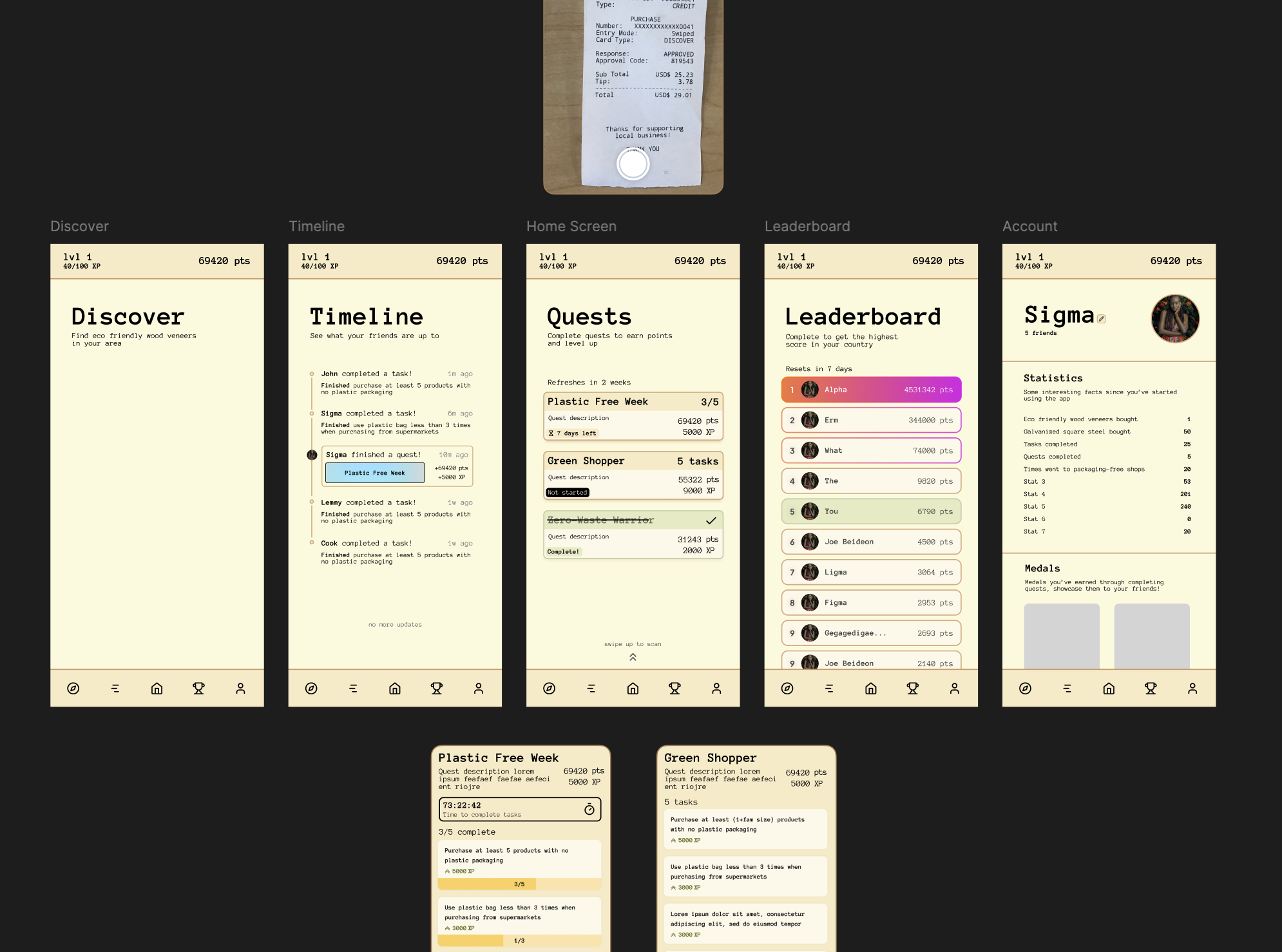 EcoQuest Prototype using Figma